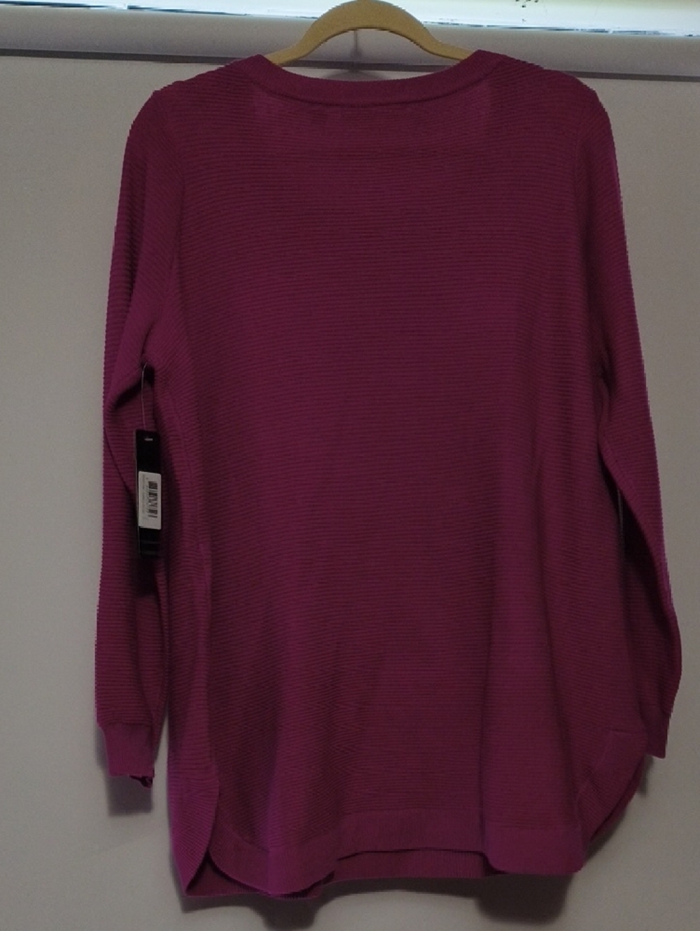Cyrus Fuchsia Pink Ribbed Crewneck Sweater - Picture 2 of 3